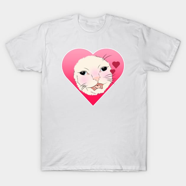 I Love Cats Pink Hearts T-Shirt by mareescatharsis